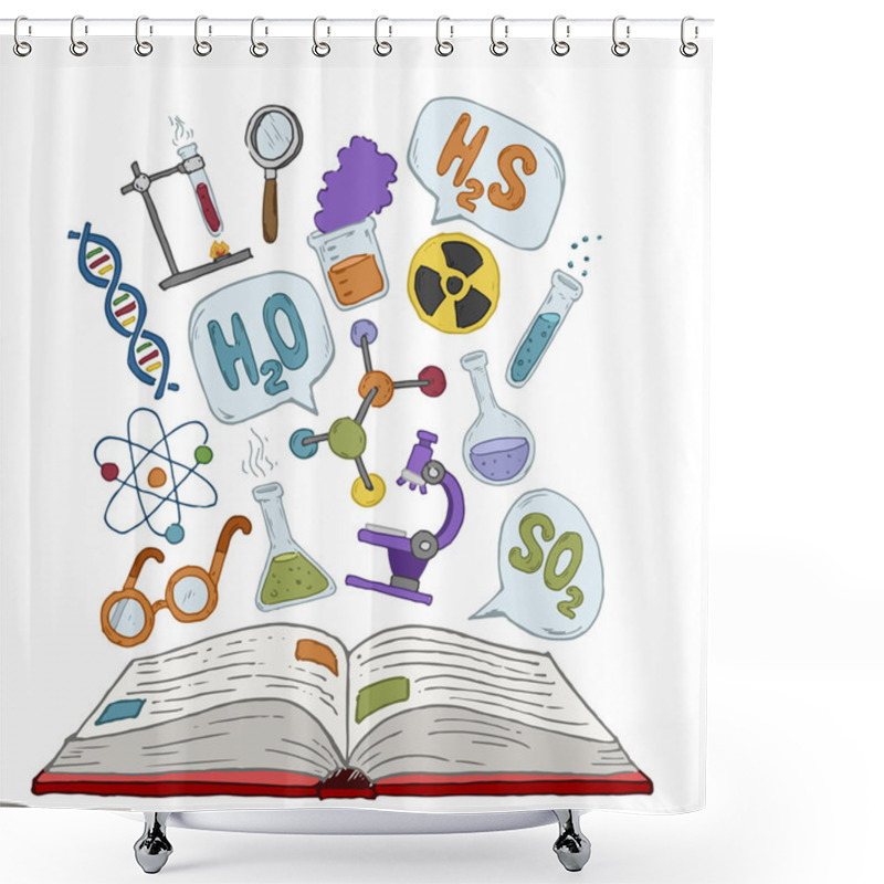 Personality  Open Book With Science Elements Shower Curtains