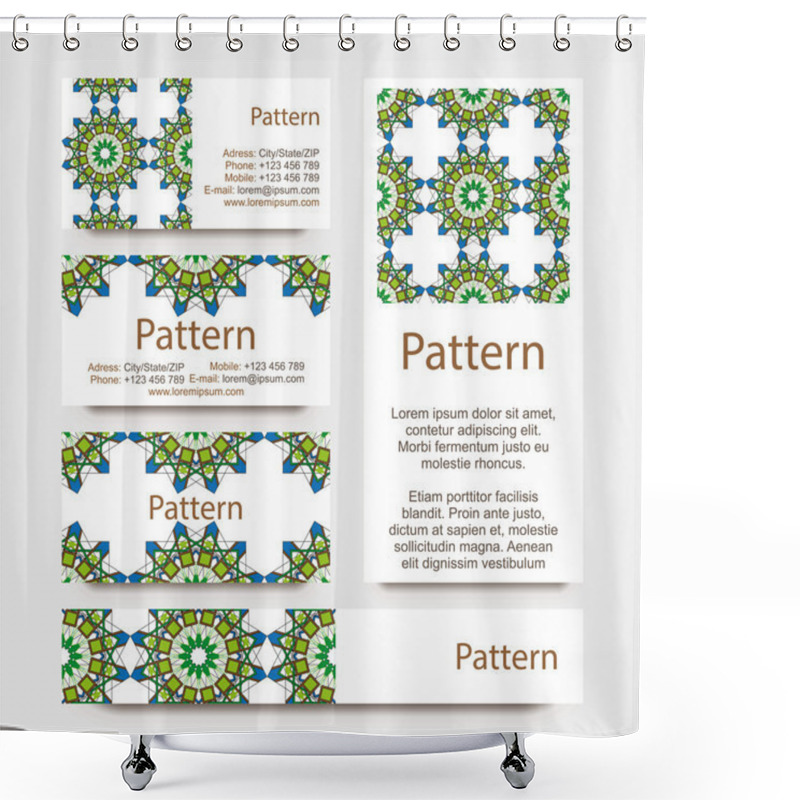 Personality  Business Cards Pattern With Islamic Morocco Ornament. Includes Seamless Pattern Shower Curtains