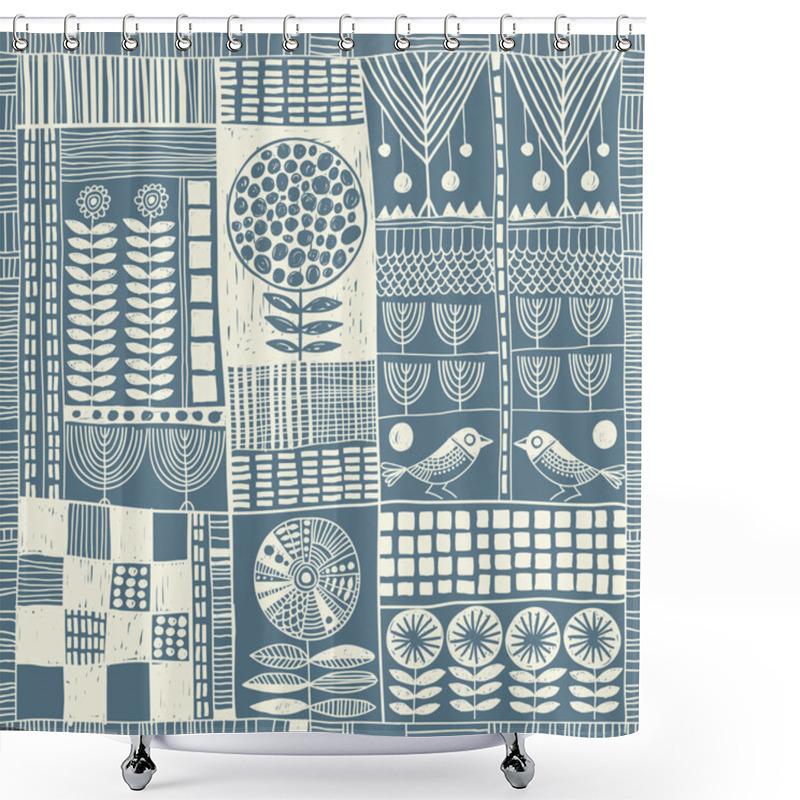 Personality  Seamless Pattern In Style Of Patchwork Shower Curtains