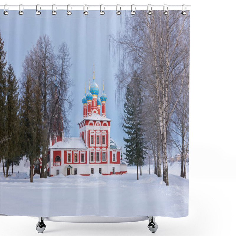 Personality  Church Of Tsarevich Dimitry On The Blood In Uglich Kremlin In Winter Day, Russia Shower Curtains