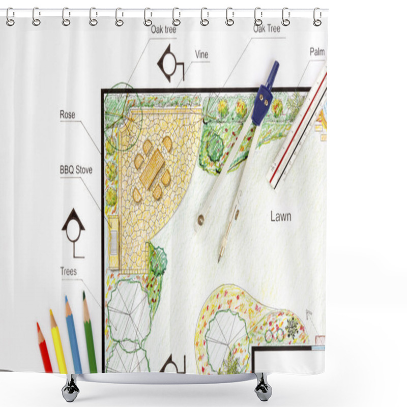 Personality  Landscape Architect Design Garden Plan Shower Curtains