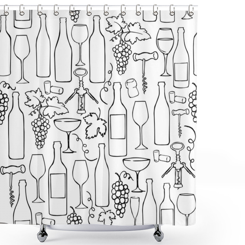 Personality  Wine Bottles, Glasses & Grapes Shower Curtains