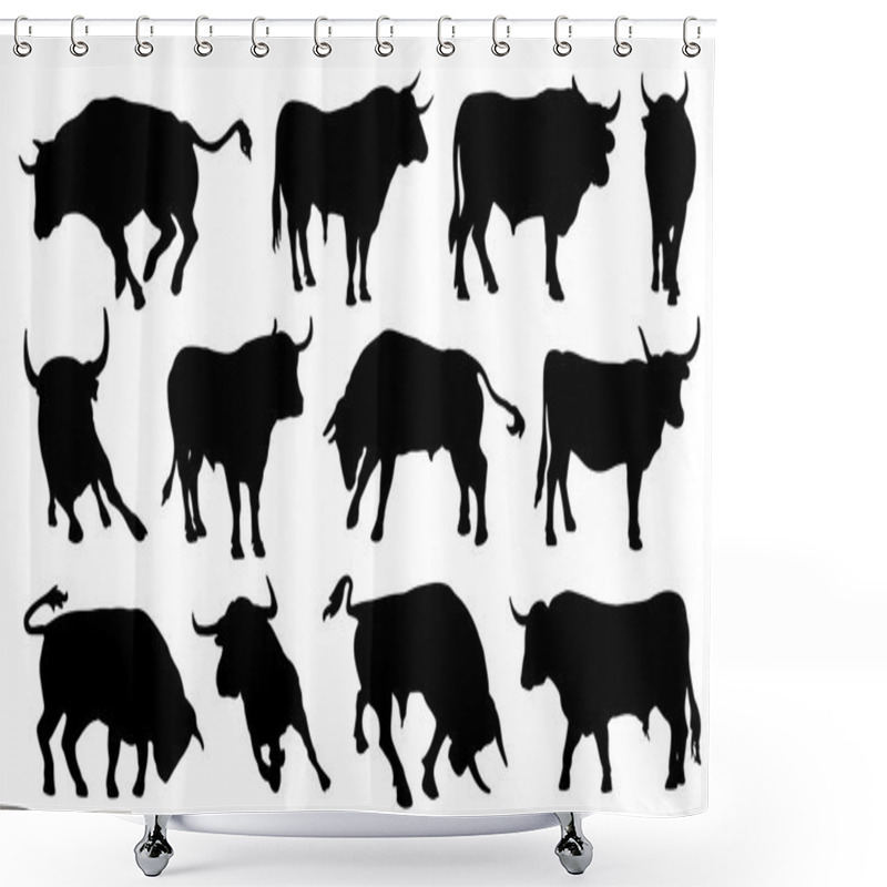 Personality  Bull Silhouettes Shower Curtains