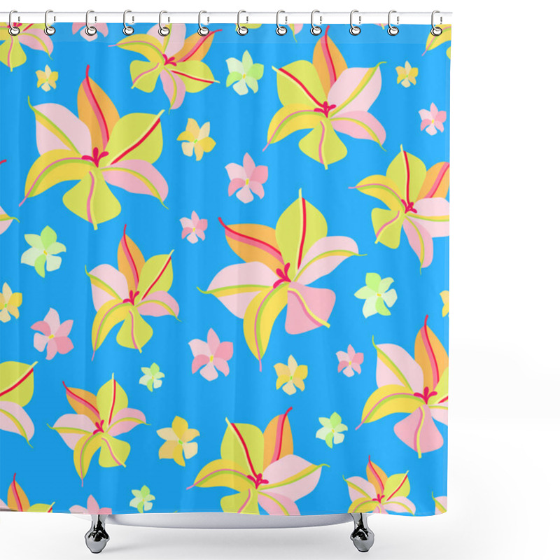 Personality  Seamless Pattern With Pink Yellow Flowers Shower Curtains