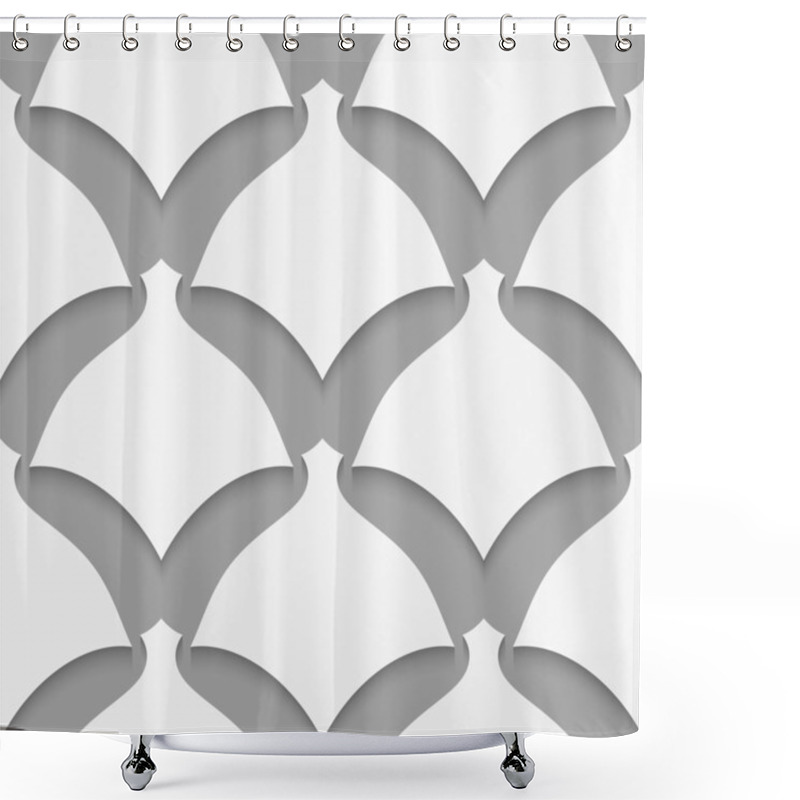 Personality  White Simple Shapes On Gray Pattern Shower Curtains