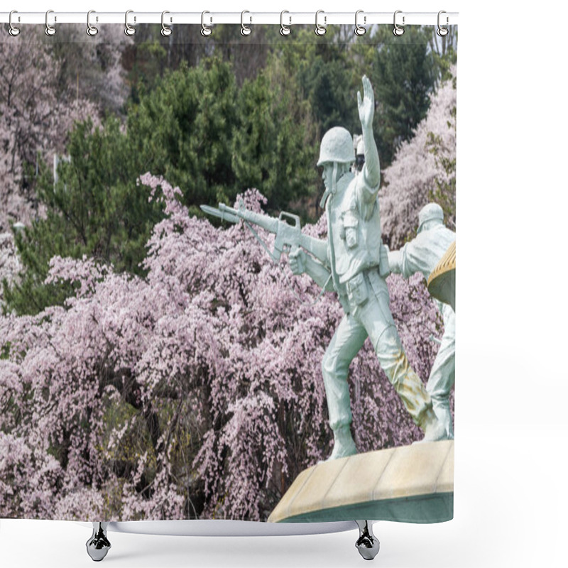 Personality  Seoul National Cemetery Under Cherry Blossoms Shower Curtains