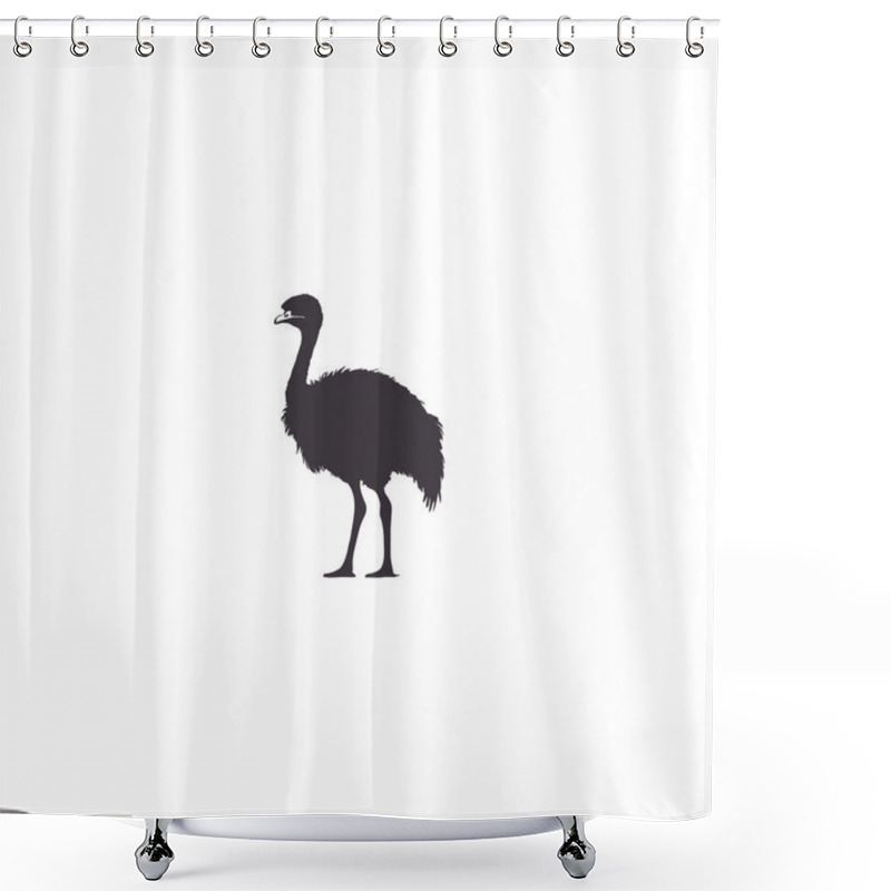 Personality  Silhouettes Ostrich Animal Icon Set Vector Illustration. Isolated On White Background. Shower Curtains