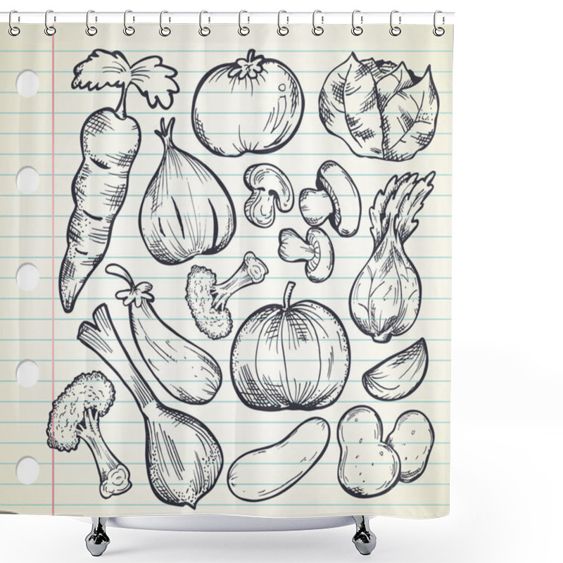 Personality  Set Of Sketchy Vegetables Shower Curtains