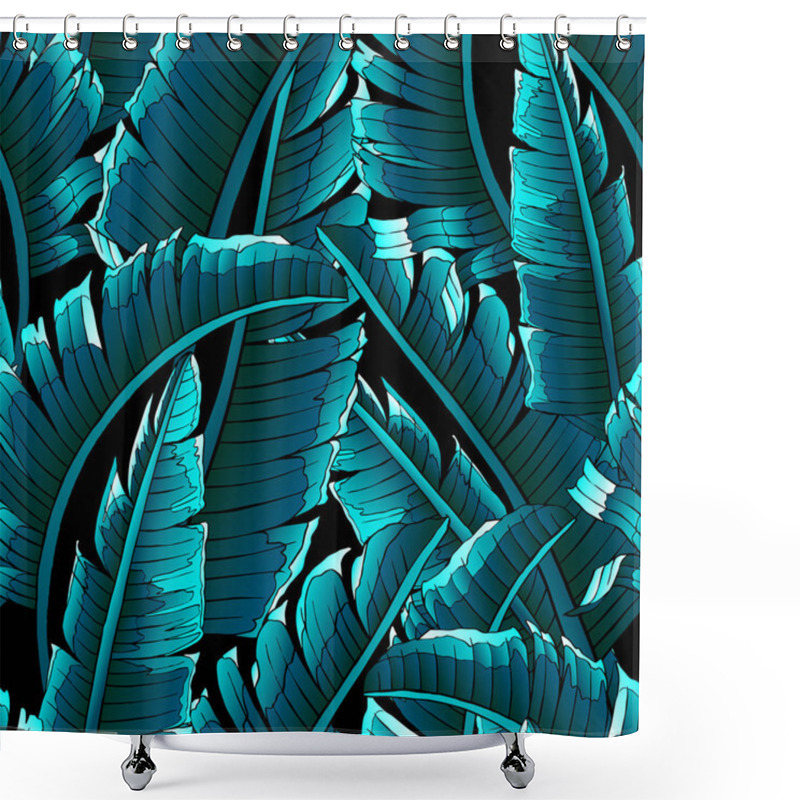 Personality  Seamless Tropical Pattern. Banana Leaves Palm Tree Illustration. Modern Graphics. Shower Curtains