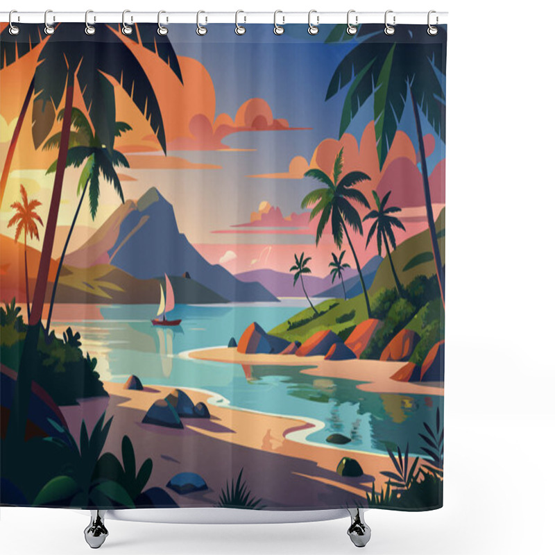 Personality  Summer Tropical Beach Landscape Background Shower Curtains