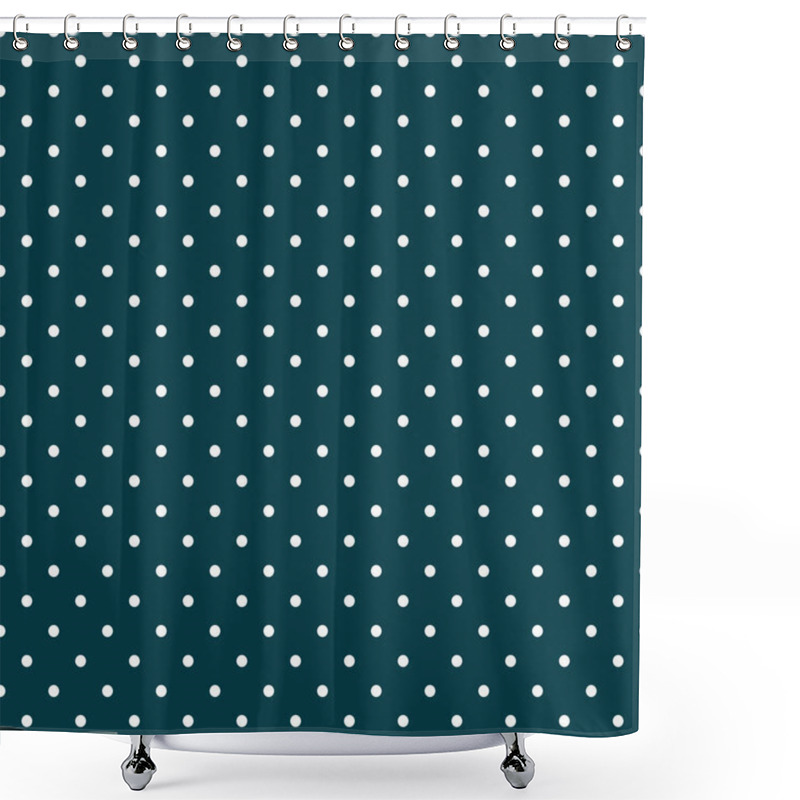 Personality  White Polka Dots Seamless Repeating Pattern Green Background Vector Shower Curtains