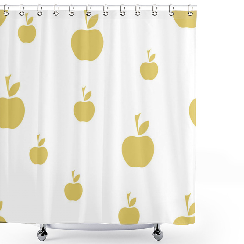 Personality  Silhouettes Of Golden Apples On A White Background, Seamless Pattern. Vector Background. Shower Curtains