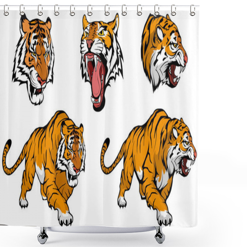 Personality  Tiger Vector Set , Vector Graphic To Design Shower Curtains