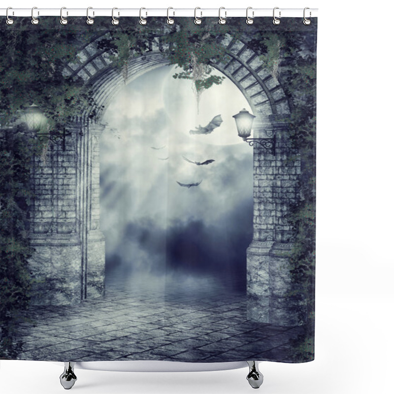 Personality  Fantasy Gate With Bats Shower Curtains