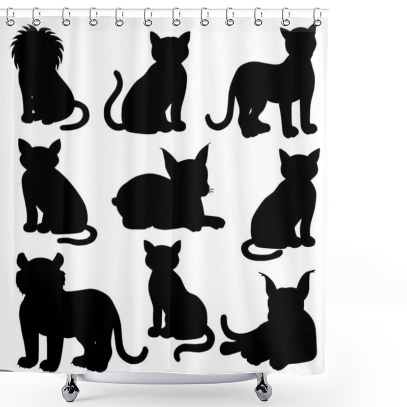 Personality  Big Feline Silhouettes Large Cats Animal Shower Curtains