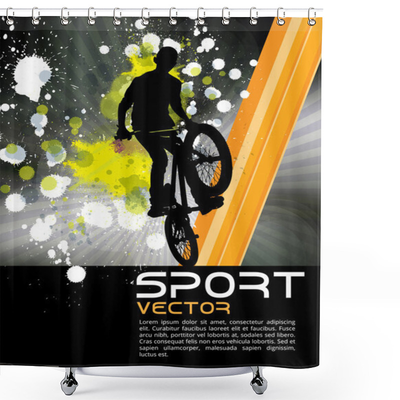 Personality  Biker On Bicycle Shower Curtains