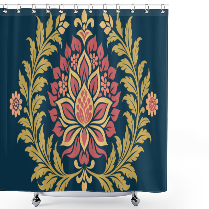 Personality  Boho Floral Damask Repeat Pattern - Elegant Block Print Design Vector For Stylish Decor. Shower Curtains