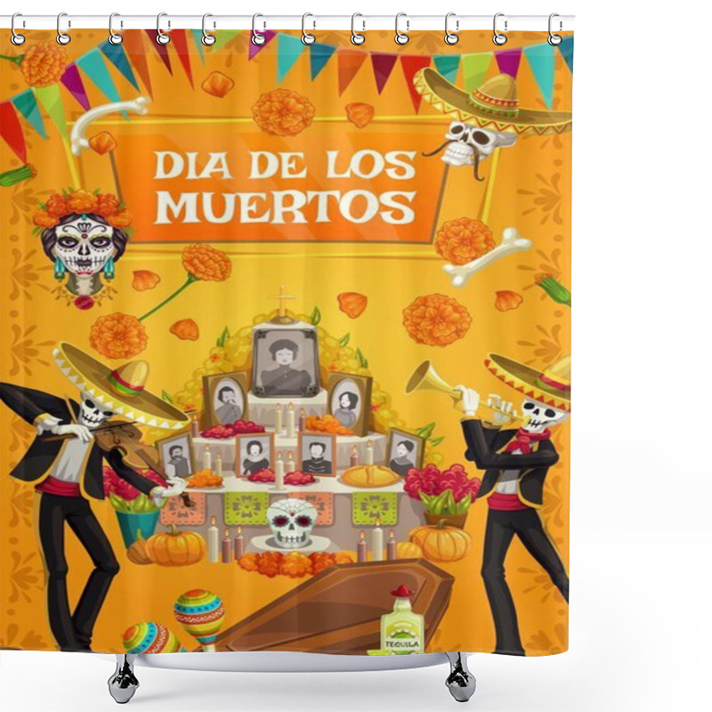 Personality  Dia De Los Muertos, Day Of Dad Skeleton Fiesta Shower Curtains