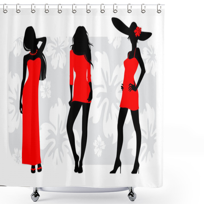 Personality  Tree Gils Silhouettes Shower Curtains