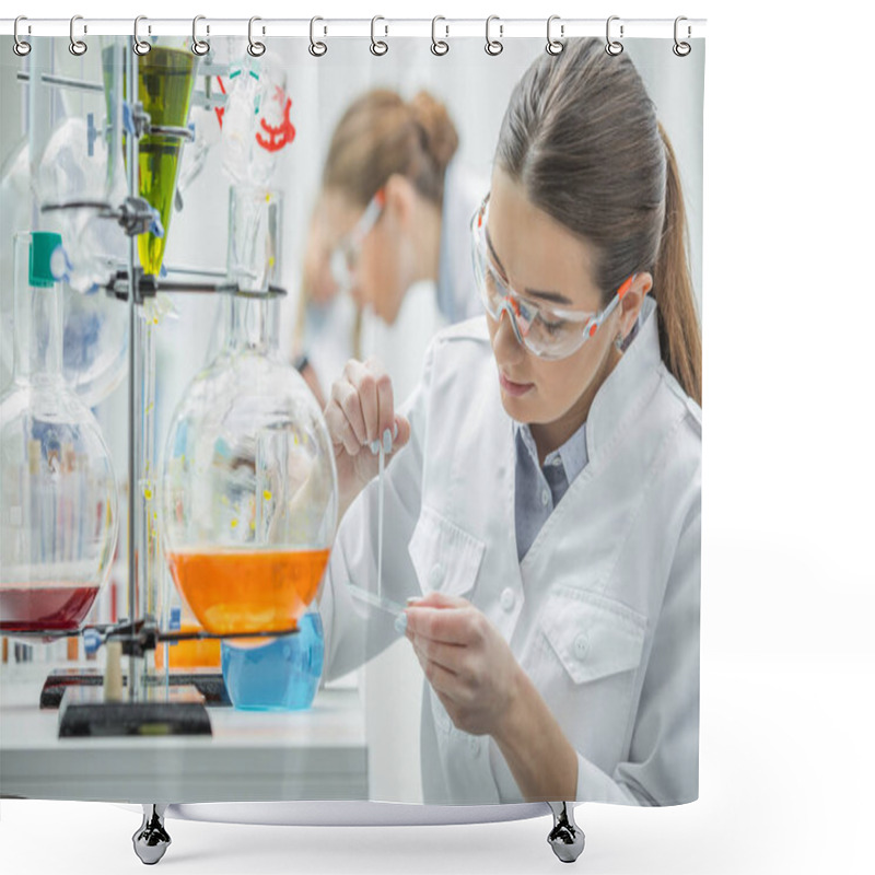 Personality  Scientist Working In Laboratory Shower Curtains