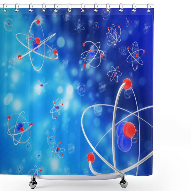 Personality  Abstract Background Of Moving Atoms. Shower Curtains