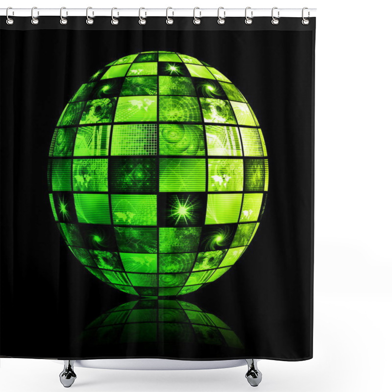 Personality  Green Futuristic Digital TV Background Shower Curtains