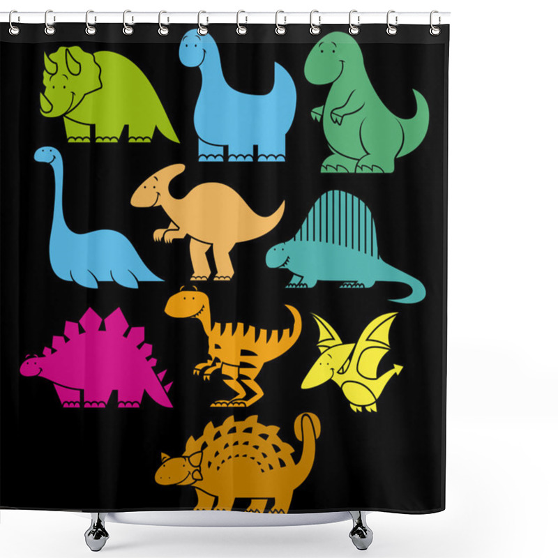 Personality  Set Of Different Cute Cartoon Dinosaurs Shower Curtains