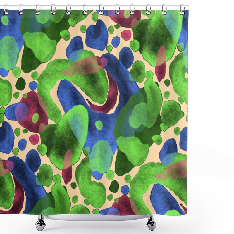 Personality  Watercolor Abstract Seamless Pattern. Creative Texture With Bright Abstract Hand Drawn Elements. Abstract Colorful Print. Shower Curtains