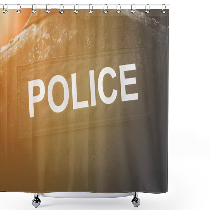 Personality  Rear View Of Police Jacket In Rain Shower Curtains