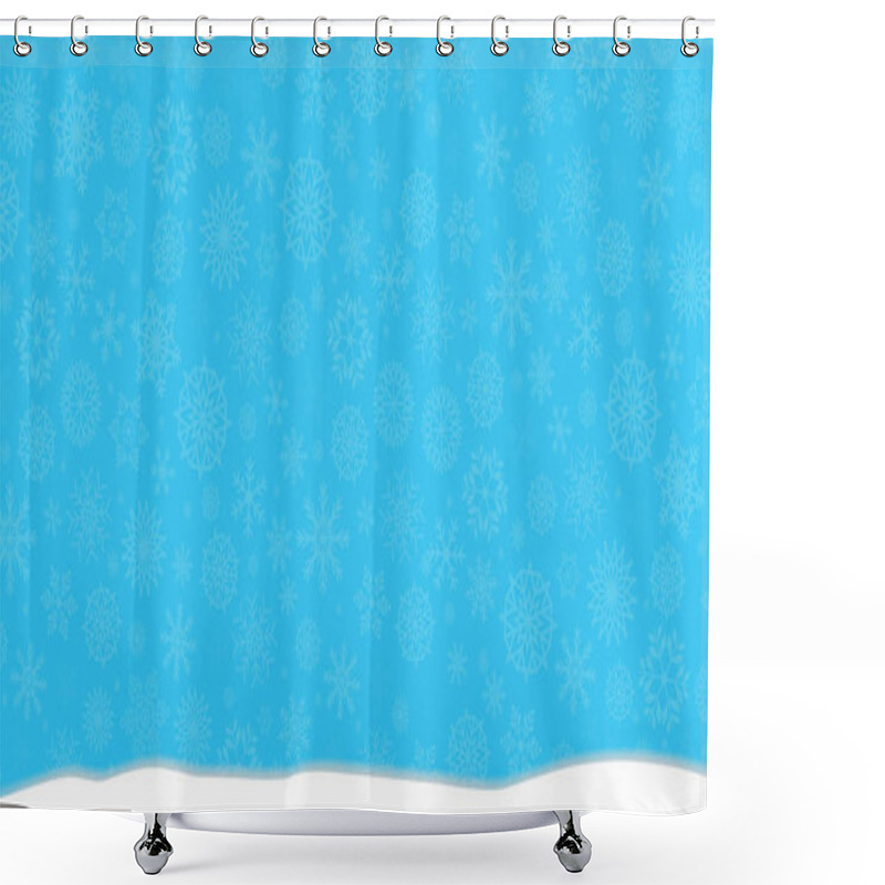 Personality  Elegant Winter Festive  Blue Background With Fallen Snowflakes A Shower Curtains