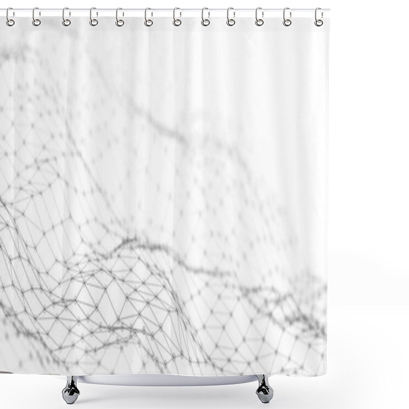 Personality  Abstract Illustration With Connected Dots And Lines. Digital Network Background. 3D Rendering Shower Curtains