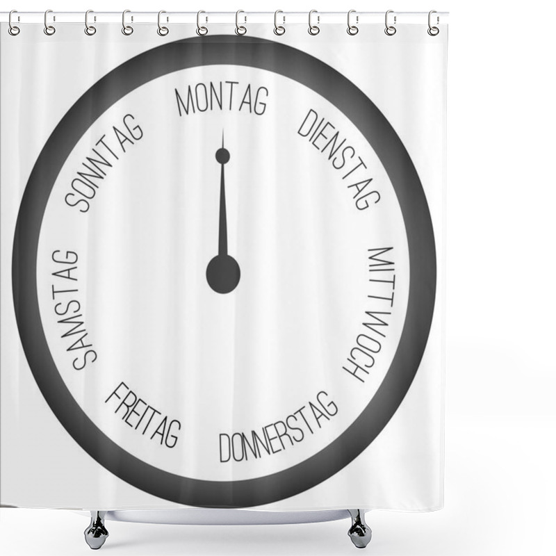 Personality  Clock With Days Of Week Shower Curtains