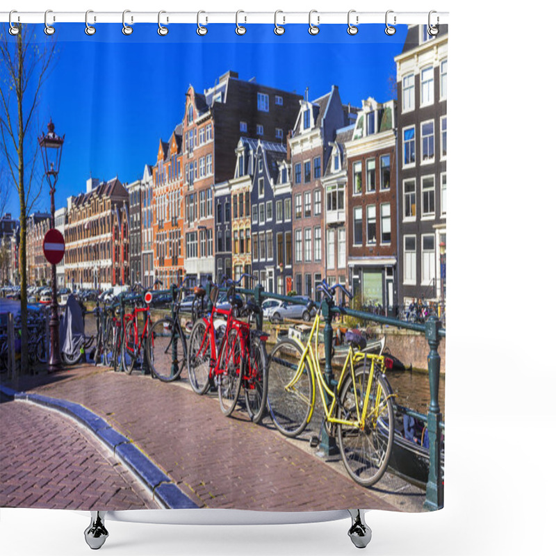 Personality  Charming Amsterdam. Canals And Bikes Shower Curtains