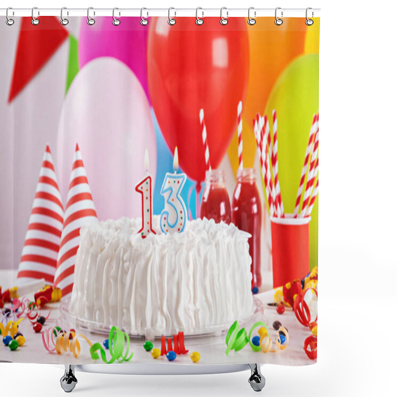 Personality  Birthday Cake And Decoration Shower Curtains