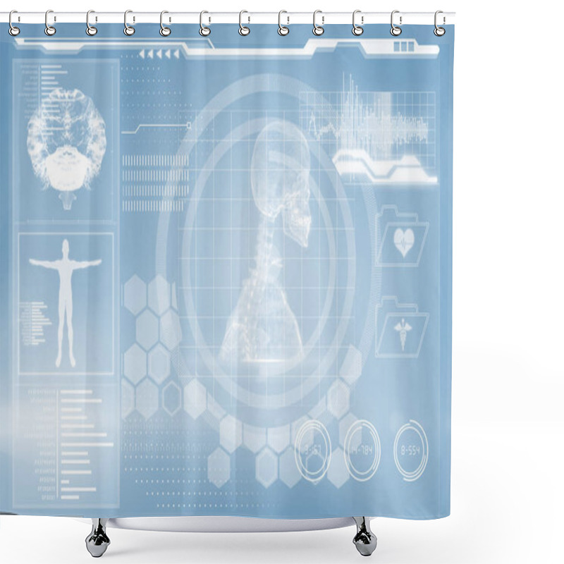 Personality  Medical Biology Interface In Blue 3d Shower Curtains