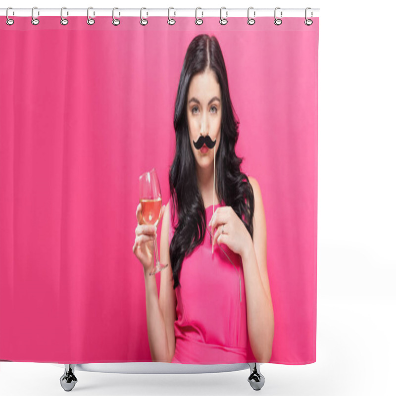 Personality  Woman With Champagne And Party Stick Shower Curtains