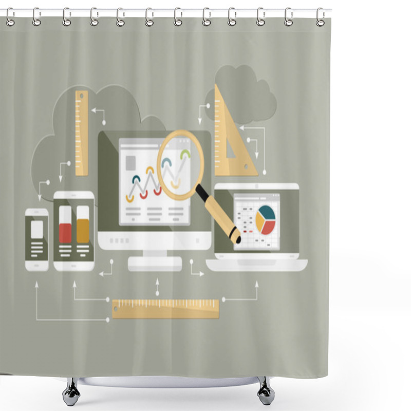 Personality  Flat Design Website Analytics Vector Illustration Shower Curtains