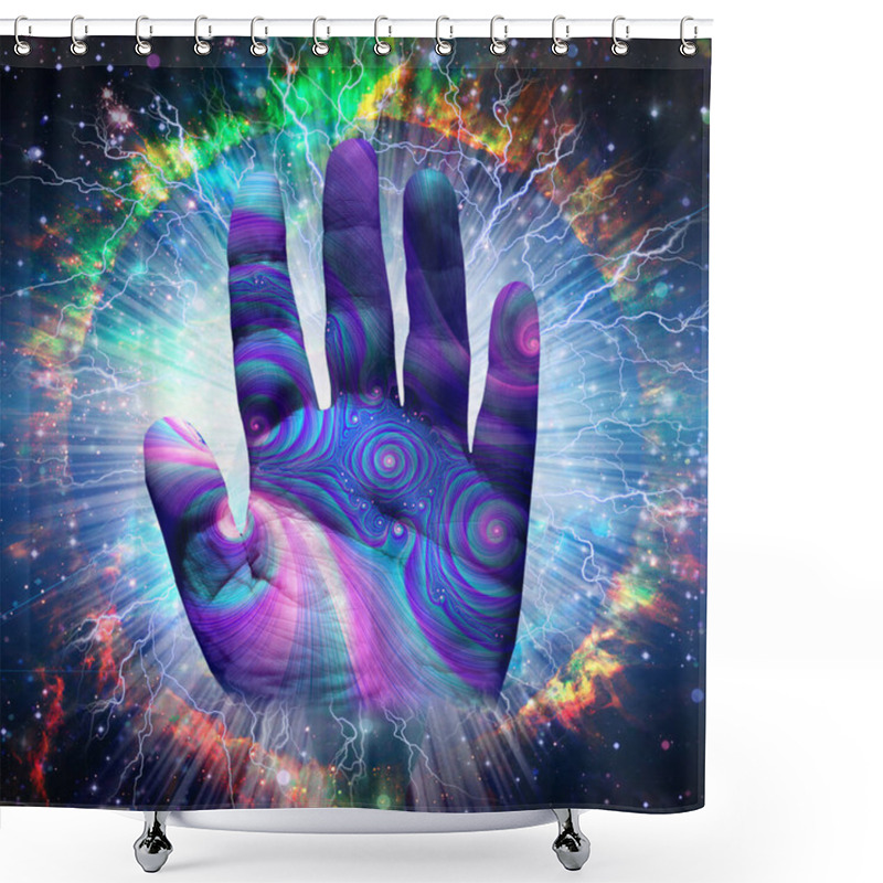 Personality  The Hand Of Creator. 3D Rendering Shower Curtains