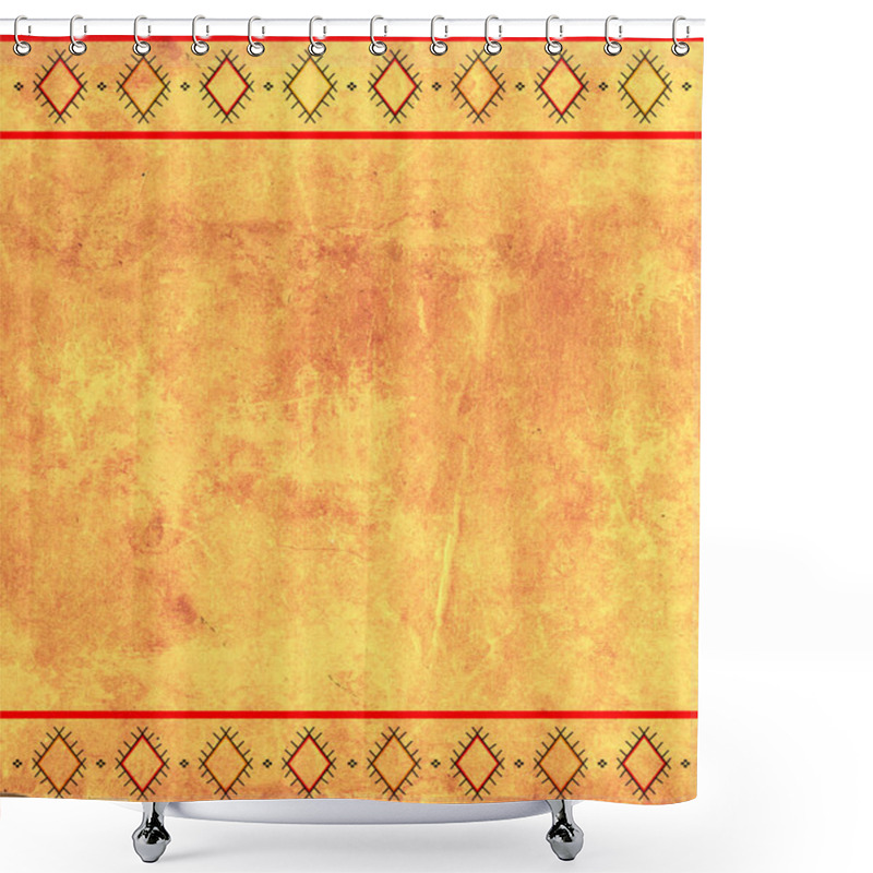 Personality  Grunge Background With Ethnicity Ornaments And Texture Of Old Paper. Mock Up Template. Copy Space For Text Shower Curtains