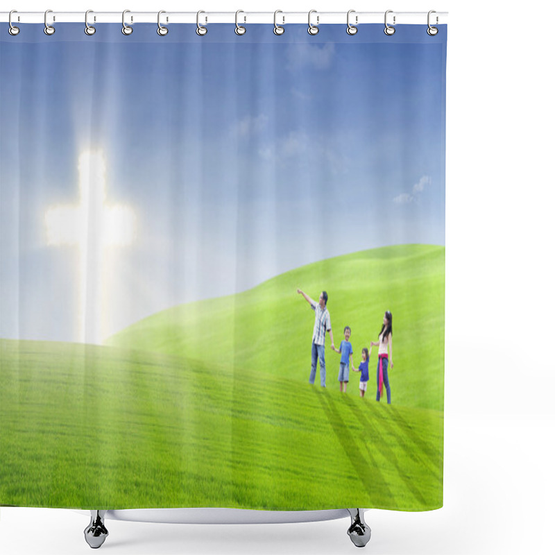 Personality  Christian Family Walk Toward The Light Shower Curtains