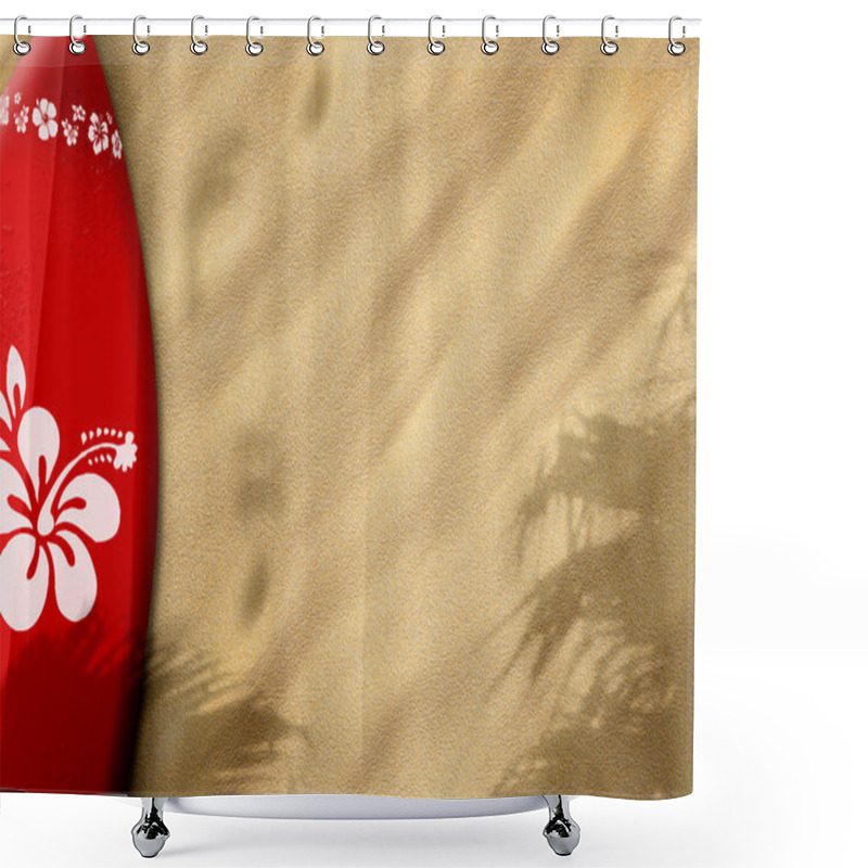 Personality  Surfboards On Sand Shower Curtains