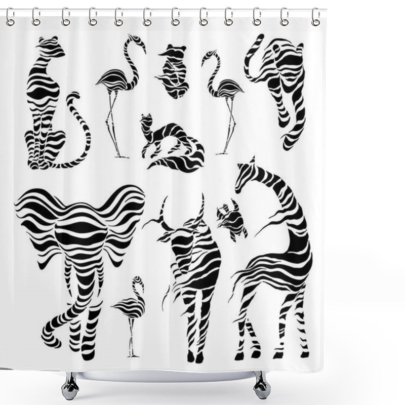 Personality  Wild Animals. Stylized Wild Animals Shower Curtains