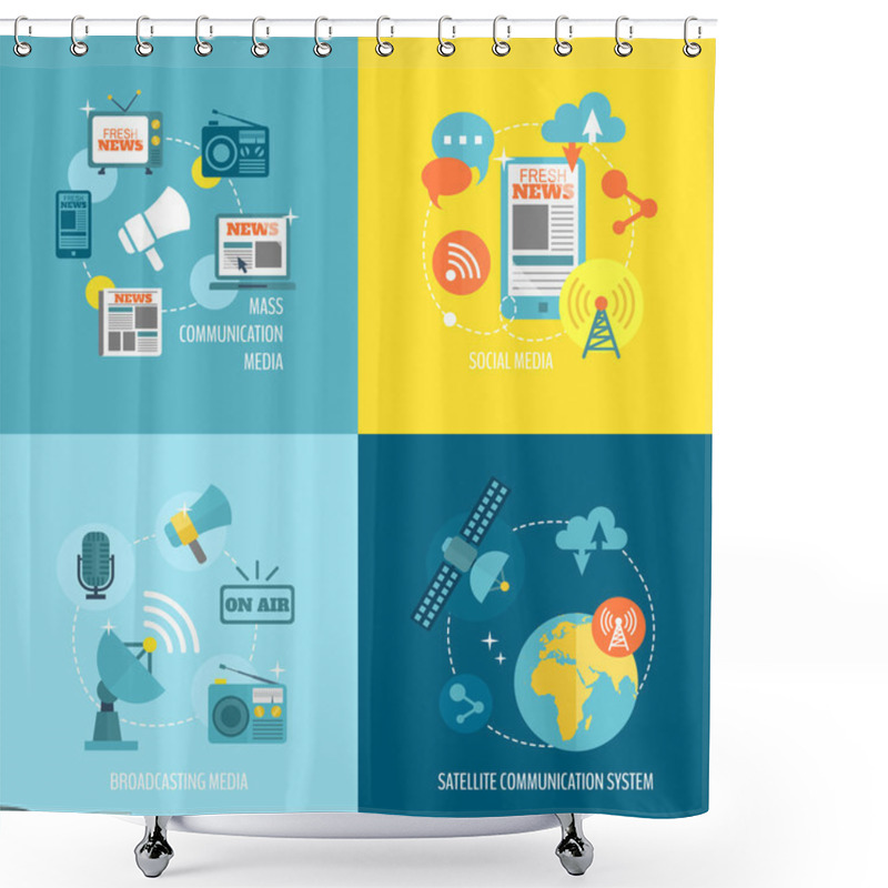 Personality  Set Of Media Composition Shower Curtains