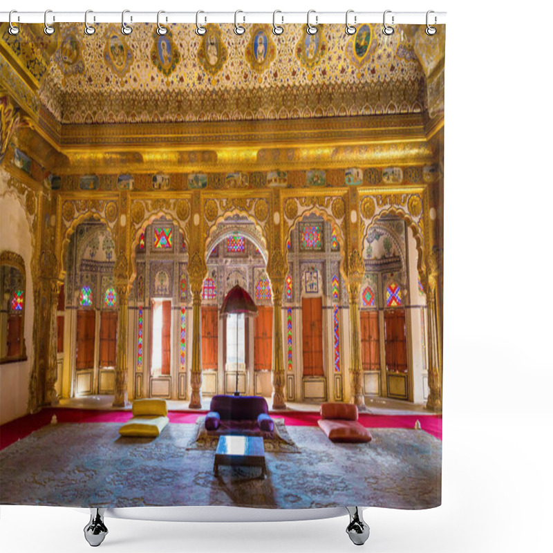 Personality  Golden Royal Palace Room With Architectural Details And Carvings At Mehrangarh Fort, Jodhpur. Mehrangarh Fort, Located In Jodhpur, Rajasthan, Is One Of The Largest Forts In India Built In The Year 1459  Shower Curtains