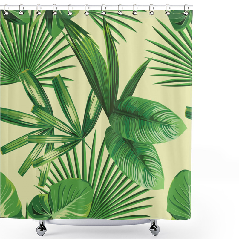 Personality  Tropical Palm Leaves Seamless Background Shower Curtains