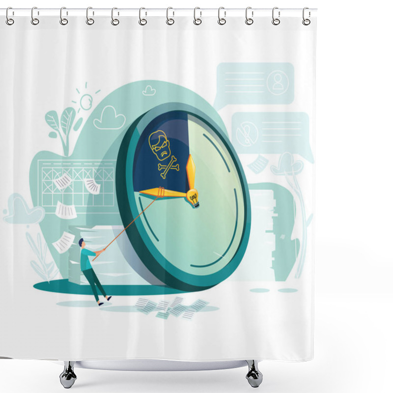 Personality  Deadline, Time Management Business Concept Vector Shower Curtains