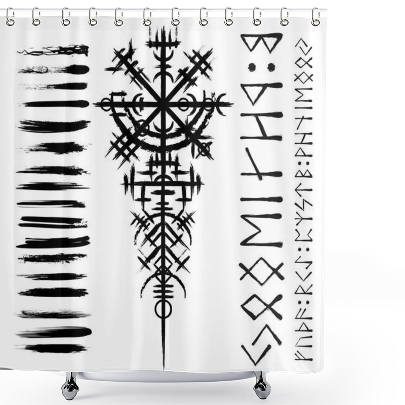 Personality  Scandinavian Viking Black Symbol Shower Curtains