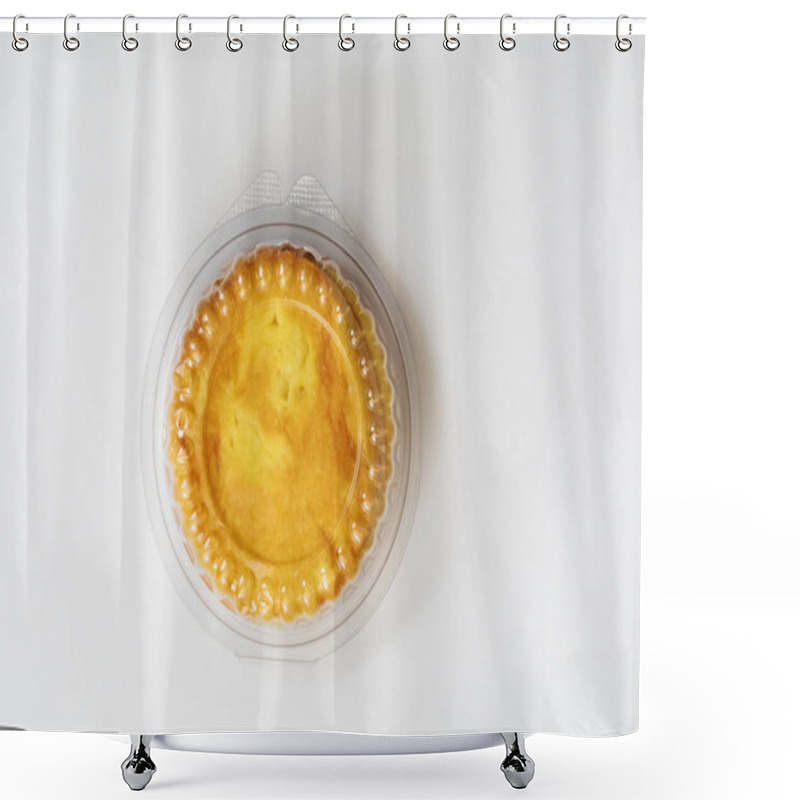 Personality  A Freshly Baked Round Butter Bun Enclosed In Clear Plastic Packaging, Displayed On A White Background. Perfect For Bakery Promotions, And Food Advertising. Shower Curtains