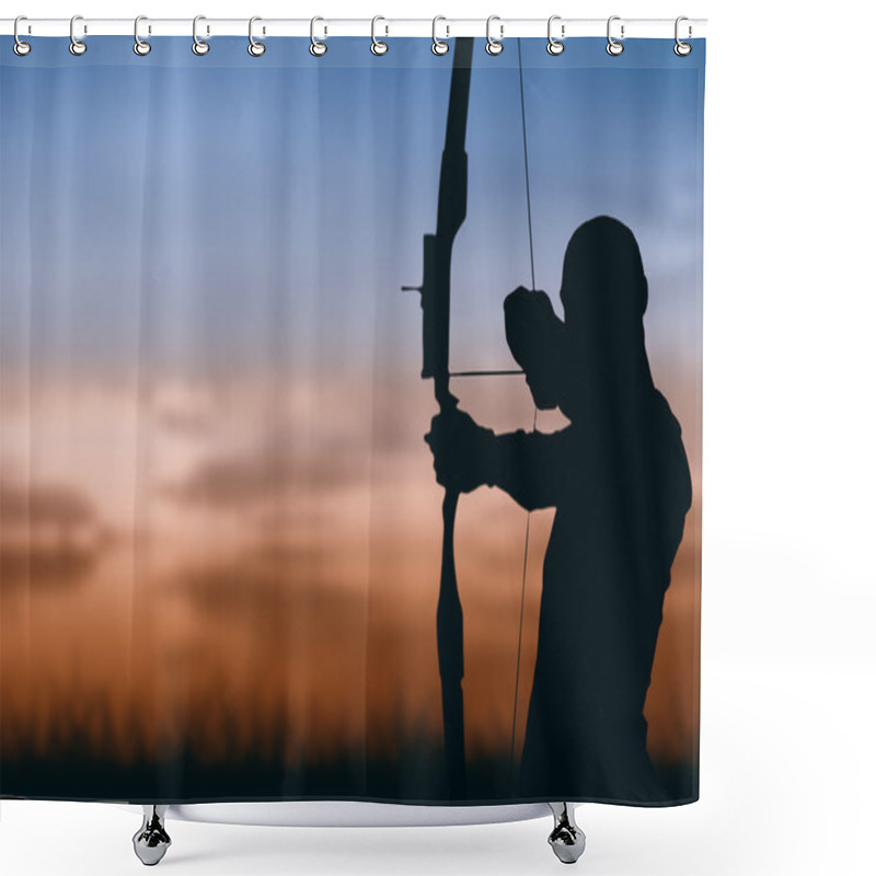 Personality  Sportsman Practicing Archery Shower Curtains