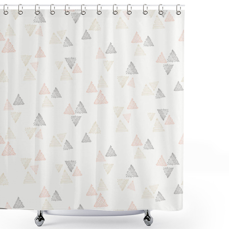 Personality  Mountain Range Hatch And Cross Hatch Triangle Seamless Vector Pattern.Hatched And Crosshatched Triangle Groups Scattered To Look Like Mountains In A Subtle Pastel Color Palette. Shower Curtains